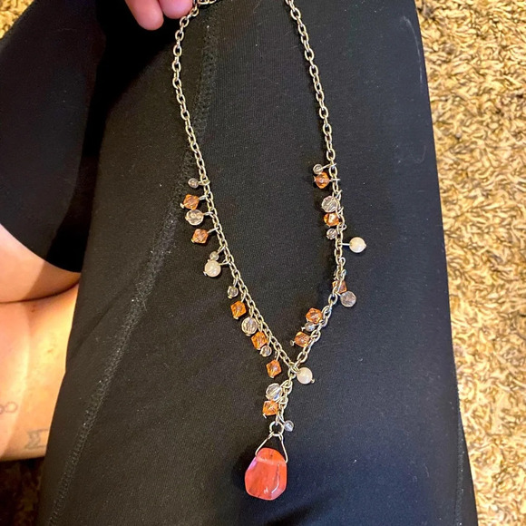 Carnelian and Silver Beaded Coldwater Creek Necklace 🐼🐼🐼 - Picture 1 of 5